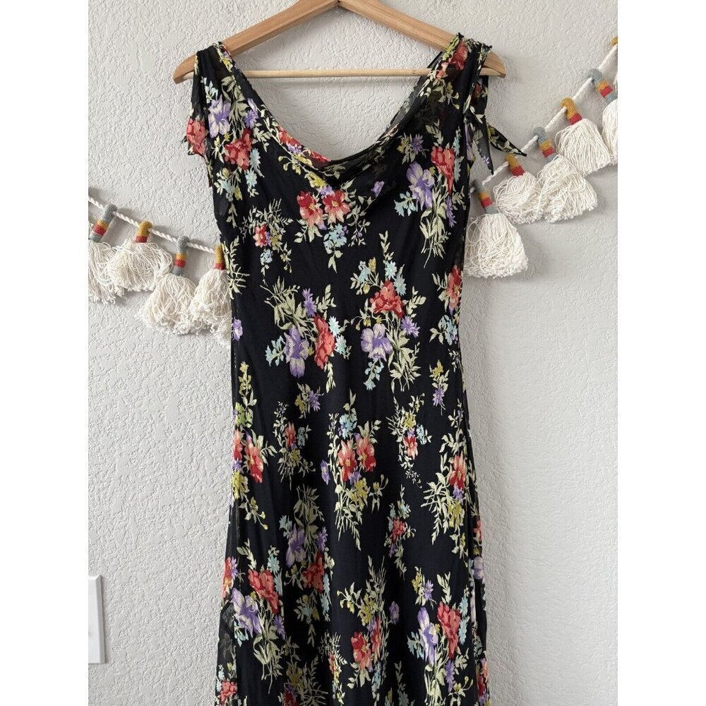 Vintage Jones New York Floral Aline Semi Sheer Slip Midi Dress Y2k Fairy Romanti - Picture 7 of 9